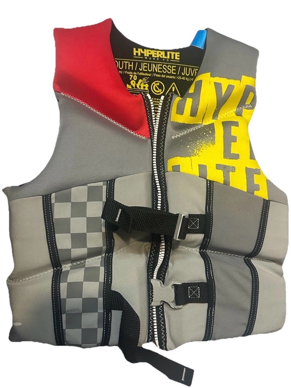 Hyperlite Youth Grey & Yellow Life Vest - Kids Swim 55-88lbs